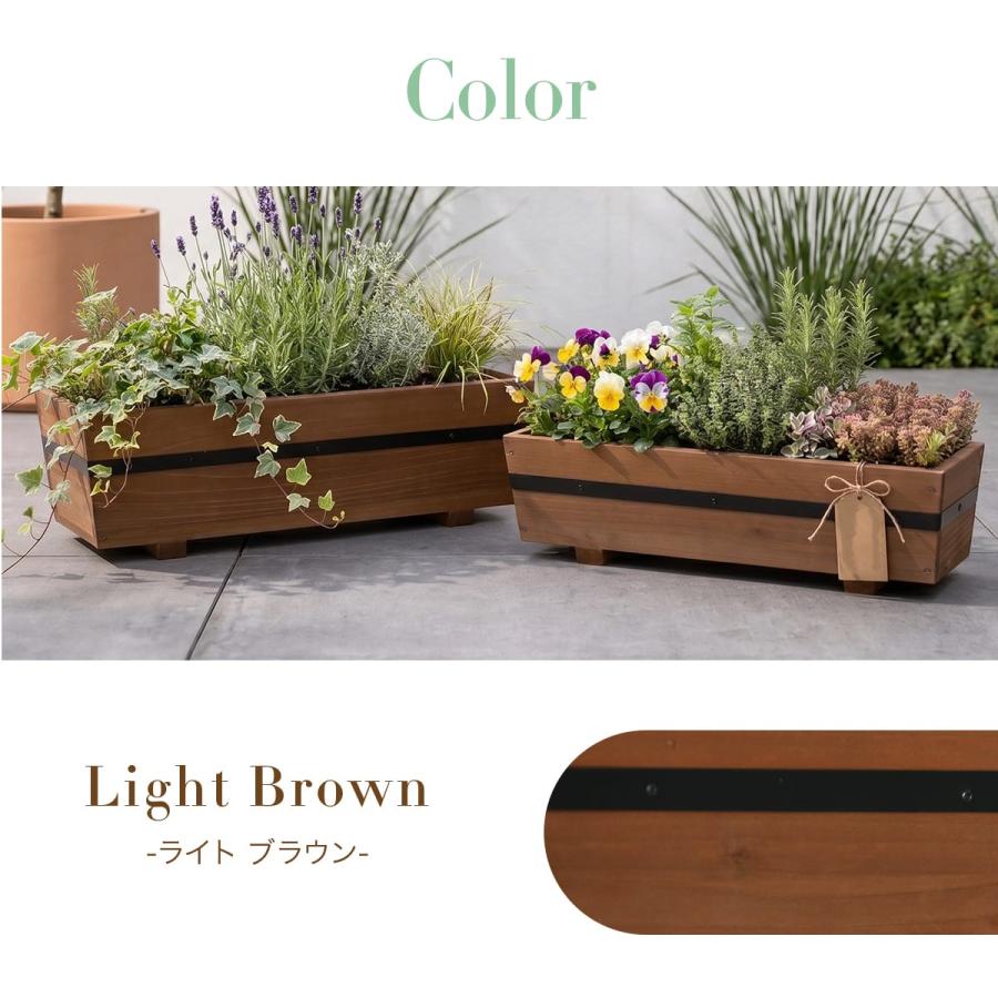 プランター 2サイズセット 木製 おしゃれ 長方形 幅52×奥行17.5/幅47×奥行13.5 鉢植え 天然木 ナチュラル 収納 観葉植物 花壇 庭 室内 北欧 ペブル ドリス | DORIS | 16
