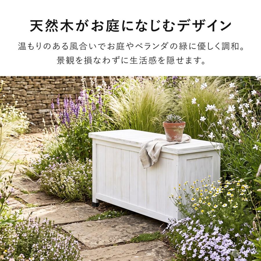 倉庫 物置 屋外収納庫 おしゃれ 大容量 幅88×奥行33×高さ50.5-78 木製 庭 ベランダ ガーデニング用品 収納ボックス 天然木 メドウ ドリス | DORIS | 09