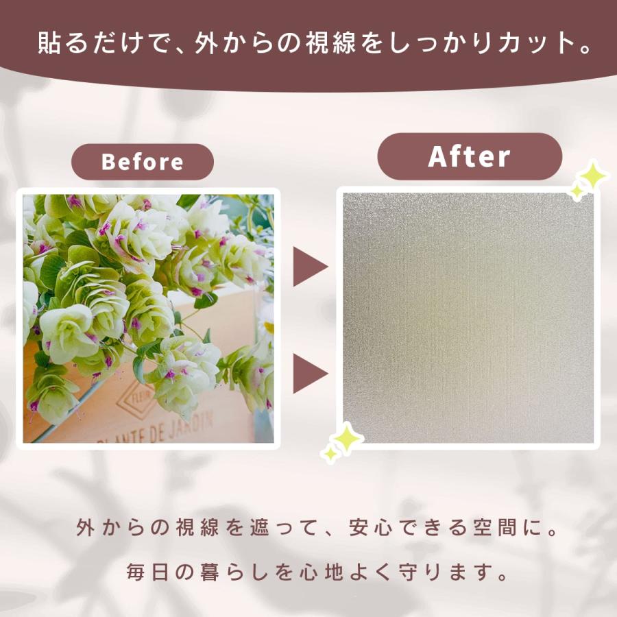 ガラスシート 2枚セット 92×180cm 日本製 プライバシー保護 貼って剥がせる UVカット 99％ 簡単貼り付け 窓 紫外線カット 空気が抜けやすい窓貼りシート ドリス_6