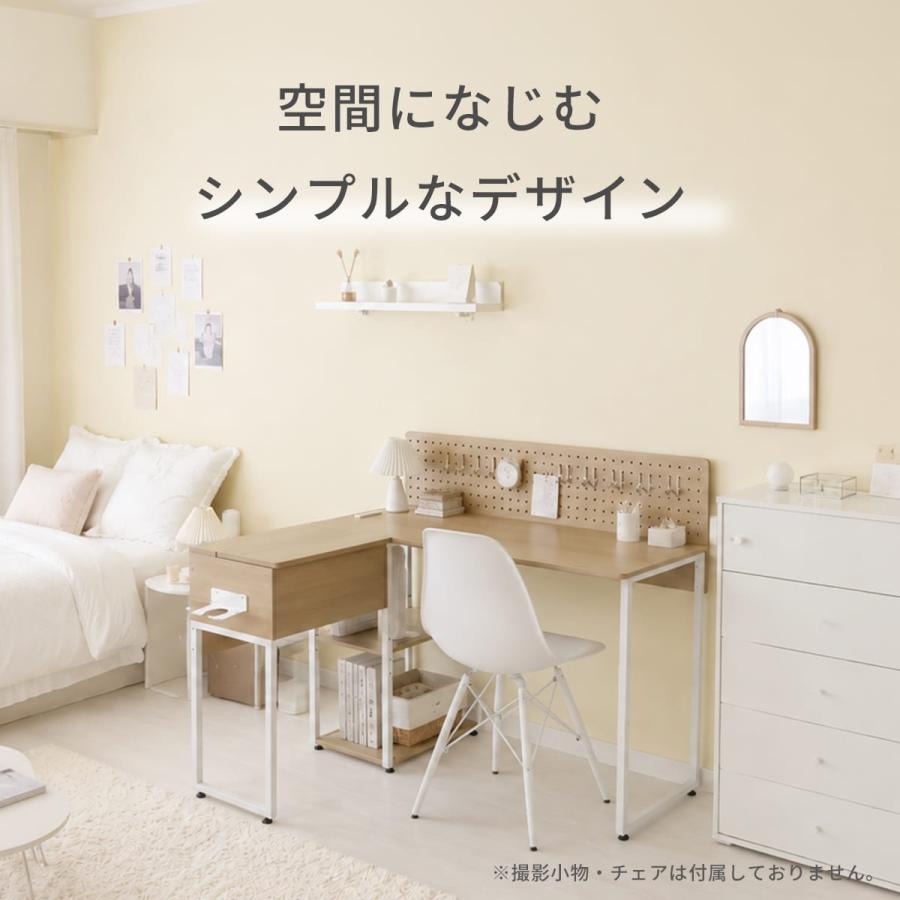 送料込み　机のみ　ドレッサー　引き出しロック機能あり DORIS（ドリス） L字デスク ドレッサー 2way シンプル ミラー 収納