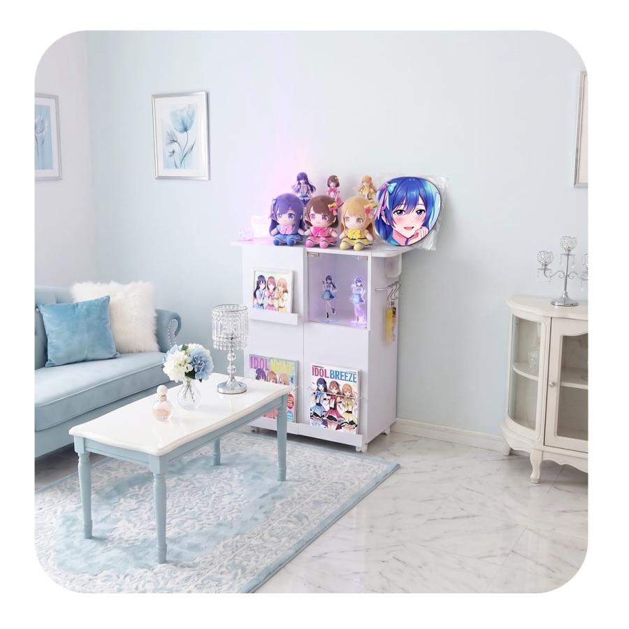 収納棚 推し活 おしゃれ フィギュア ぬい アクスタ うちわ ペンライト ガラス扉  マガジンラック 幅45/60cm ピカリ  ドリス | DORIS | 10