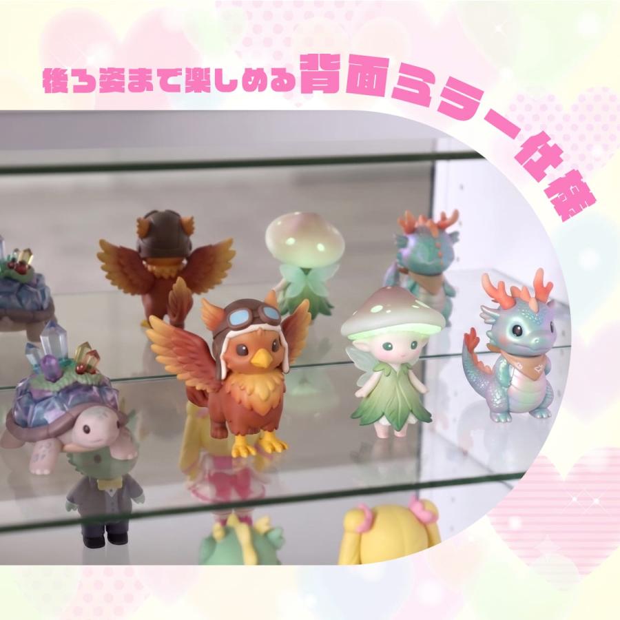 ディスプレイラック 両面収納 推し活 おしゃれ フィギュア ぬい アクスタ 収納棚 ガラス扉 ガラス棚板 キャスター付き シェルフ フィービー鏡面 ドリス | DORIS | 13