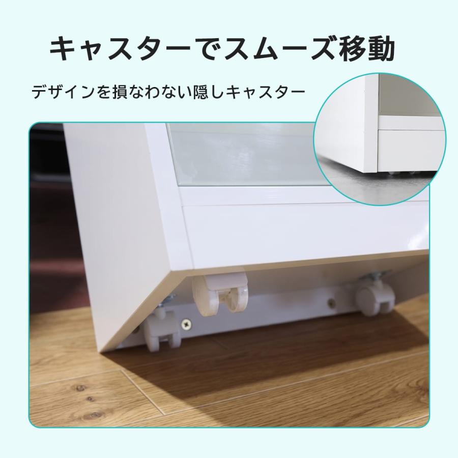 ディスプレイラック 両面収納 推し活 おしゃれ フィギュア ぬい アクスタ 収納棚 ガラス扉 ガラス棚板 キャスター付き シェルフ フィービー鏡面 ドリス | DORIS | 16