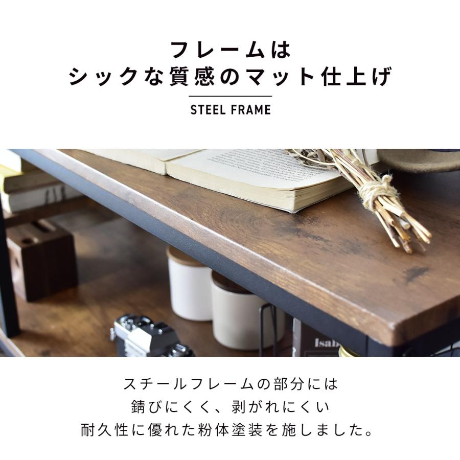 テレビ台 テレビボード ローボード 幅100 コンパクト tv台 収納付き オープンラック 木目柄 グレーテ 北欧 ヴィンテージ | DORIS | 11