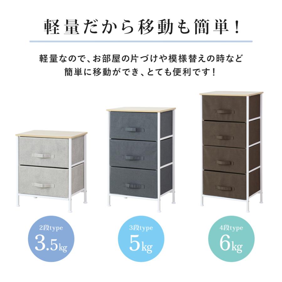 DORIS（ドリス） チェスト 収納 ローチェスト 3段 カラーチェスト 布