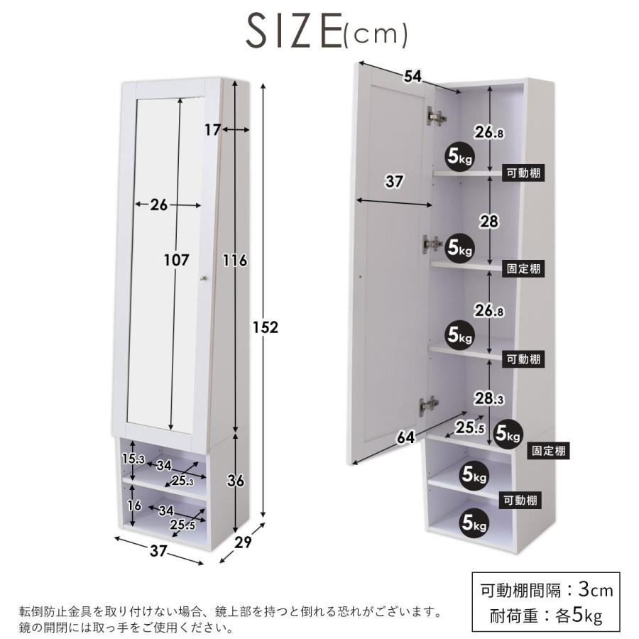 DORIS（ドリス） スタンドミラー 全身鏡 姿見 収納 全身ミラー付き収納