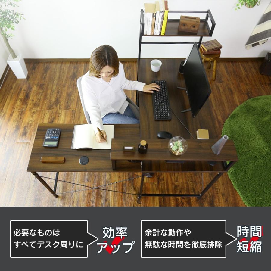 DORIS パソコンデスク 収納付き デスク 一体型 ラック付き L字型 DORIS パソコンデスク 収納付き デスク 一体型 ラック付き L字型