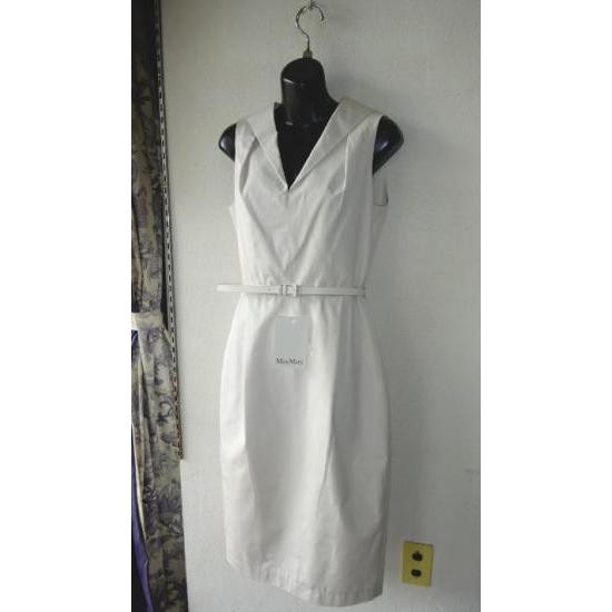 Max Mara DATTERO コットン素材 Vネック ノースリーヴワンピース 