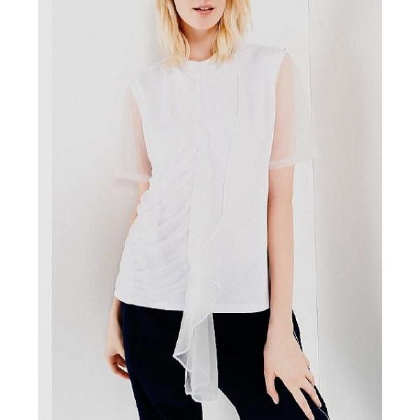 FARNET  ラッフルデザイン 5部袖カットソー 白 SPORTMAX CODE