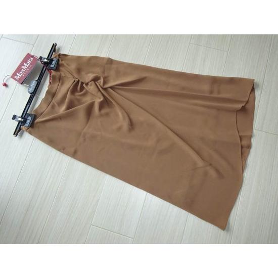 マックスマーラ ギャザーデザインスカート ブラウン NATURA ギャザー