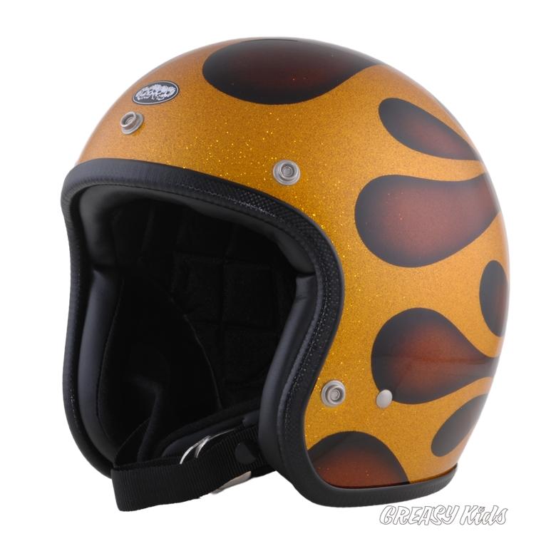 ジェットヘルメット バイク AVENGER HELMETS “FLAMES BROWN&GOLD