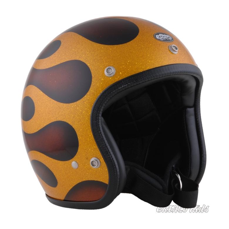 ジェットヘルメット バイク AVENGER HELMETS “FLAMES BROWN&GOLD