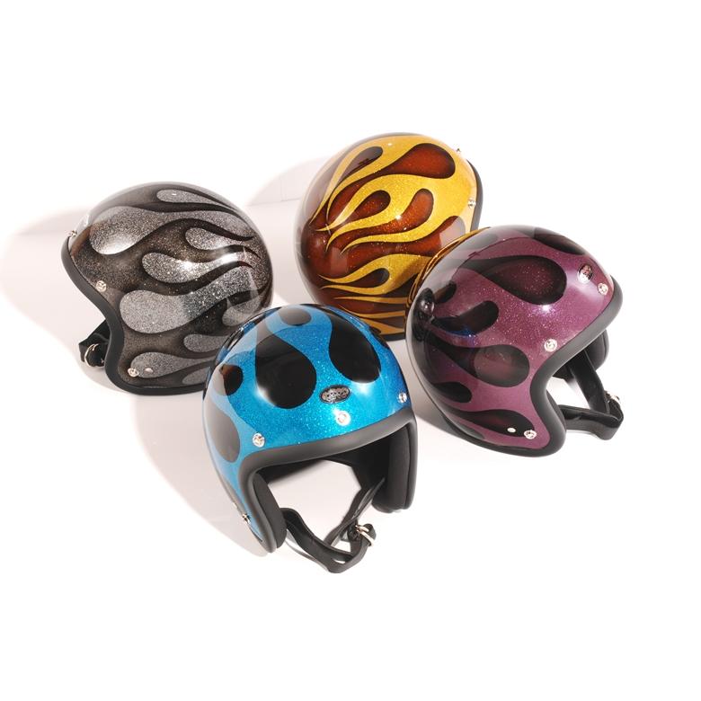 ジェットヘルメット バイク AVENGER HELMETS “FLAMES BROWN&GOLD