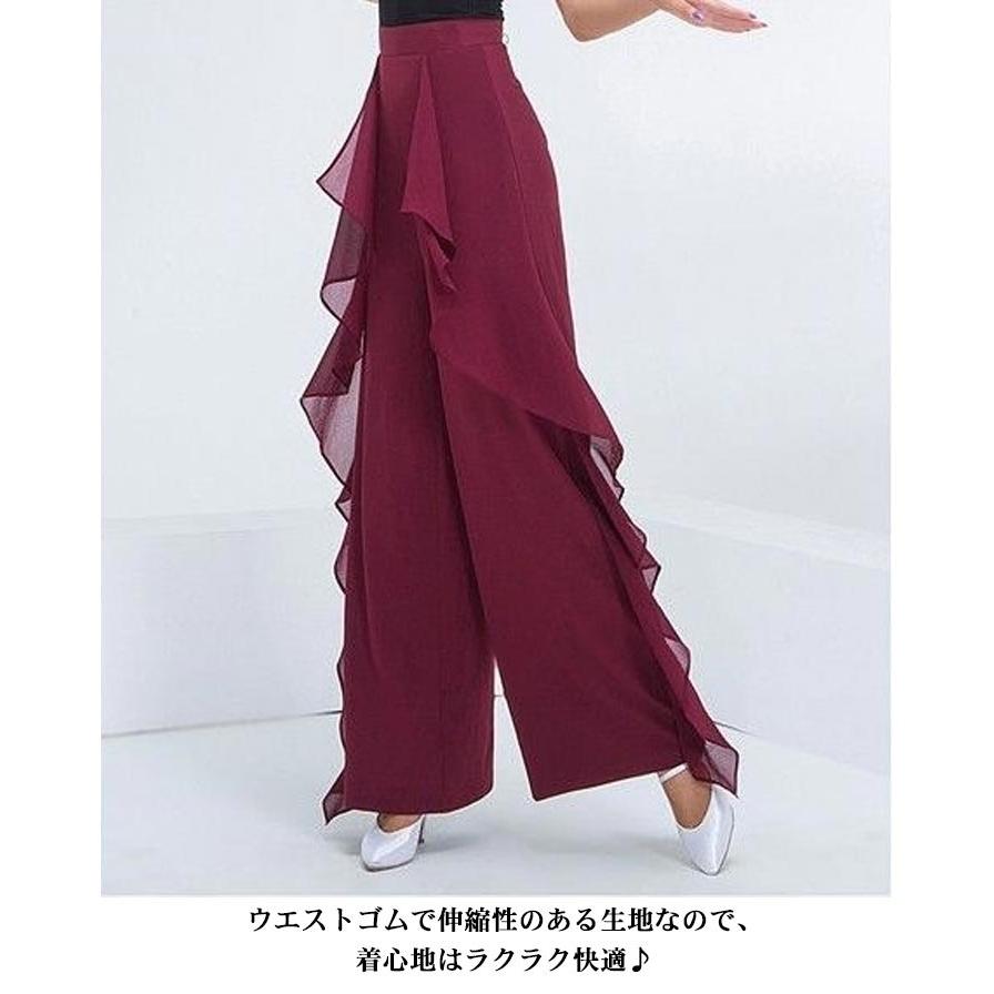 社交ダンス NY製 レッスンウェア パンツ ワインレッド Lサイズ タグあり ラテンダンス 練習着 ヨガ 社交ダンス ウエストゴム レッスン ダンス