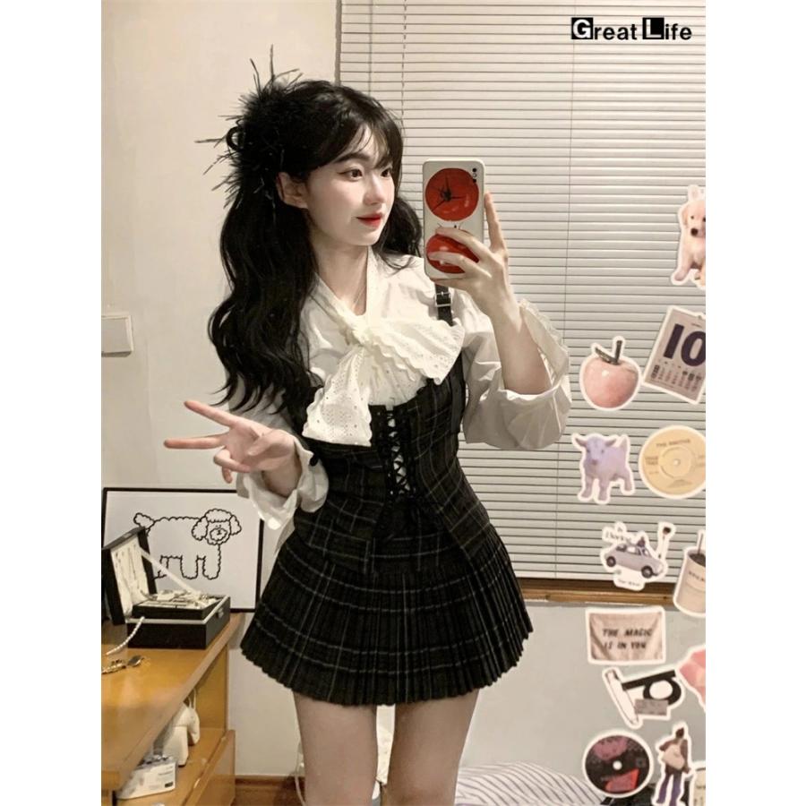 韓国 制服 卒業式 スーツ 女の子 セット ベスト 白シャツ ブラウス