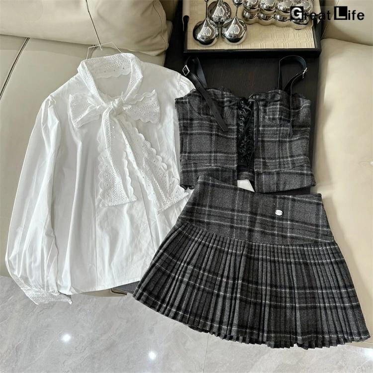 韓国 制服 卒業式 スーツ 女の子 セット ベスト 白シャツ ブラウス