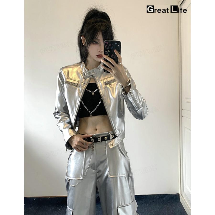 k-pop 衣装 大人 シルバー 韓国 アイドル ダンス衣装 セットアップ