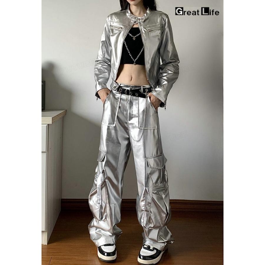 k-pop 衣装 大人 シルバー 韓国 アイドル ダンス衣装 セットアップ