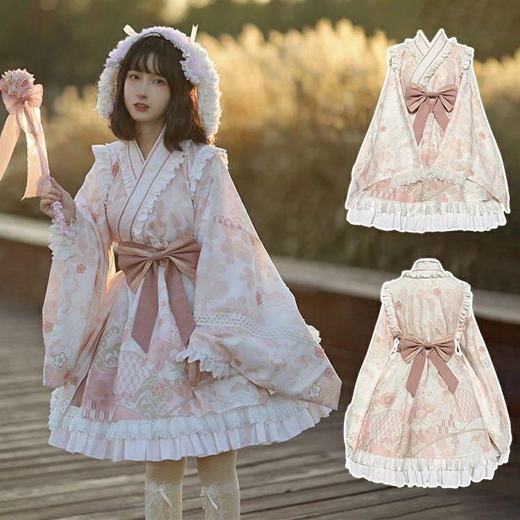 浴衣 ドレス 可愛い 女の子 和風ロリータ ワンピース 和風 メイド服