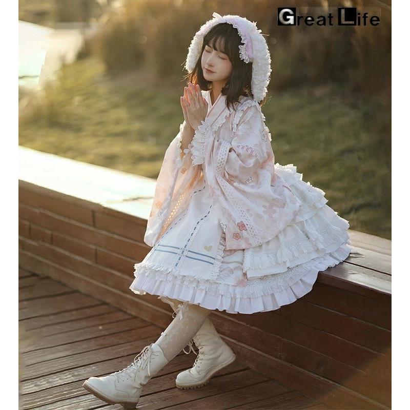 浴衣 ドレス 可愛い 女の子 和風ロリータ ワンピース 和風 メイド服