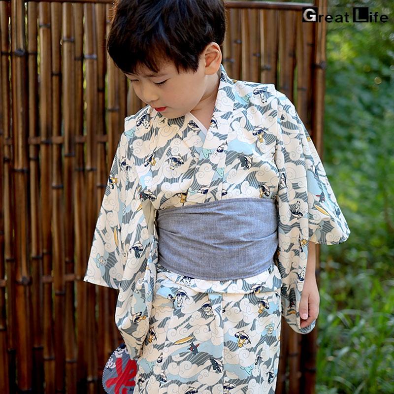 ゆかた 子供 子ども 男の子 130 浴衣 セット 浴衣 キッズ 男児 120 簡単着付け 帯 小紋柄 くもり 和柄 和服 160 レトロ 洗える 夕涼み会 花火 夏祭り_5
