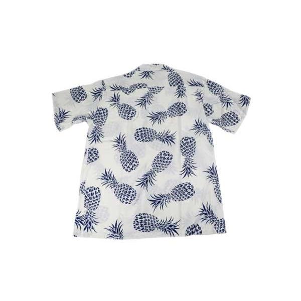 KONA BAY HAWAII コナベイハワイ S/S アロハシャツ 「パイナップル」ホワイト/ブルー あすつく｜greatblue｜02