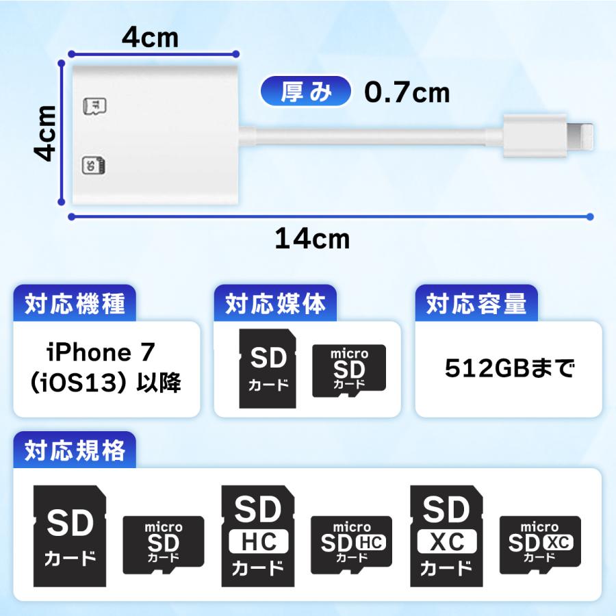 カードリーダー iPhone Lightningケーブル SDカード microSD TFカード｜greatestt｜03