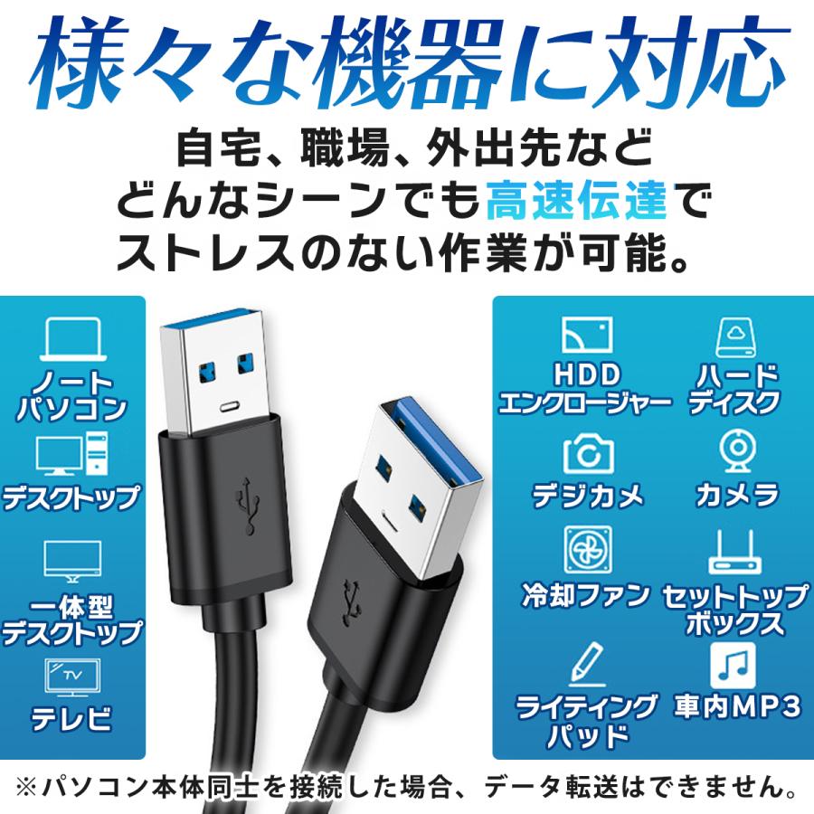 USBケーブル オスオス USB3.0 タイプA type-A PC データ転送 充電ケーブル｜greatestt｜02