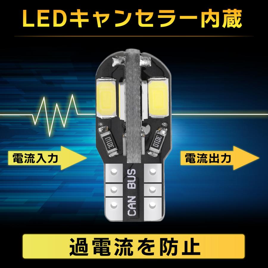 T10 バルブ LED 爆光 ポジション ナンバー灯 セット ルーム ホワイト 汎用 ウェッジ球｜greatestt｜03