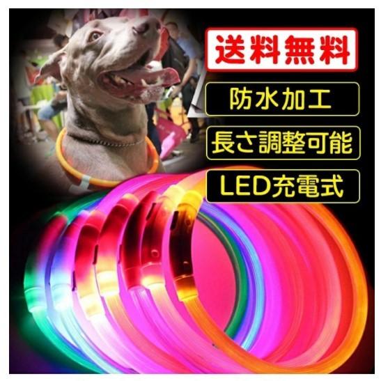 光る首輪 犬用 USB 防水 充電式 ＬＥＤ ペット用！夜の犬の散歩を安全に！大型犬から小型犬もＯＫ！