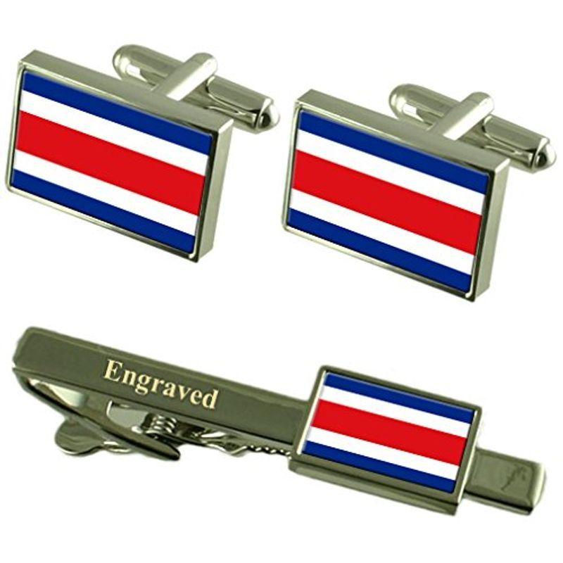 品数豊富 コスタリカの国旗カフスボタン刻まれたタイクリップマッチングボックスセット メンズアクセサリー Affaires Sociales Gouv Cg