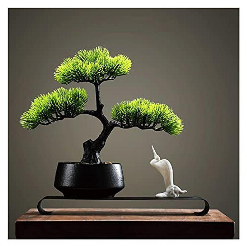 格安激安 偽の植物 人工木 プラ フェイク オフィス 9インチのフェイク盆栽松の木 偽造品白いクレーン底棚セラミック鉢植えの木 屋内 屋外用人工杉盆栽 純正売り出し Upliftingstar Com