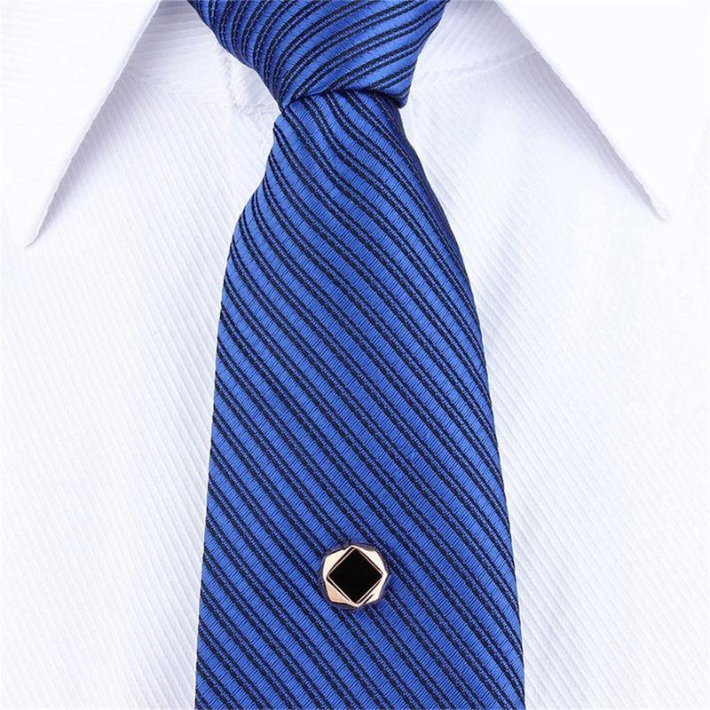 N A 男性のネクタイスタッドネクタイピンとチェーンウェディングギフトネクタイクリップネクタイ固定ピンバックル装飾アクセサリー (Color  メンズアクセサリー