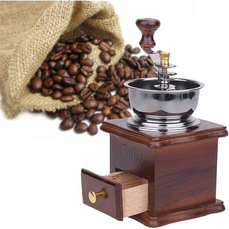即出荷】【即出荷】whitelotous手動コーヒーグラインダー木製デザインステンレススチールコーヒーミルグラインダー コーヒー、ティー用品 