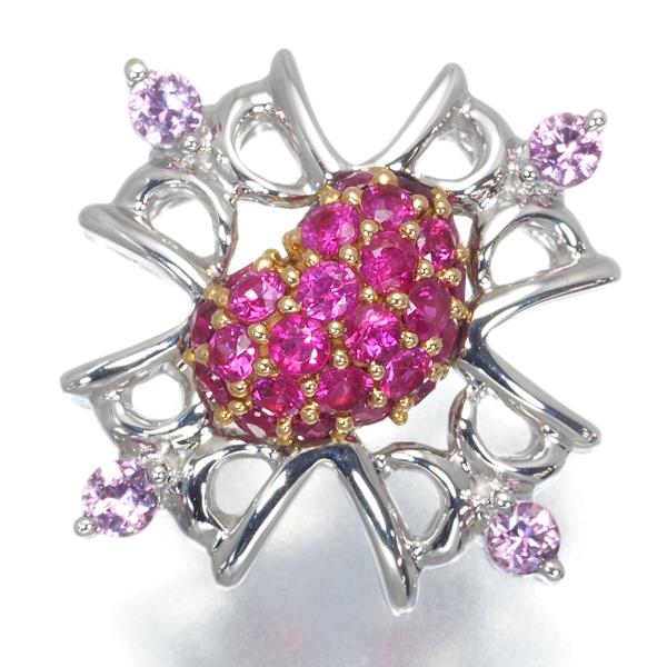 笠原真寿美 ペンダントトップ ルビー ピンクサファイア ハート  