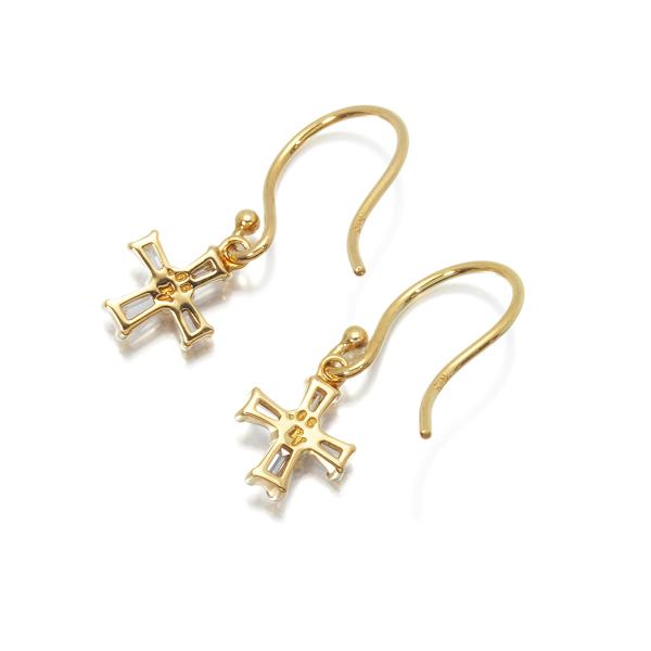 ポンテヴェキオ ダイヤ ピアス ダイヤモンド 0.12ct クロス K18YG BLJ