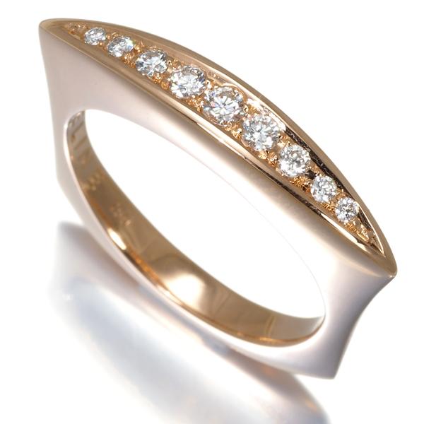 R1398 セリーヌ 9号 K18PGルビー × 0.13ctダイヤリング 指輪 villa