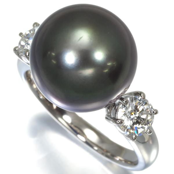 タサキ リング ブラックパール 黒蝶真珠 12.0mm ダイヤ 0.647ct 11.5号 