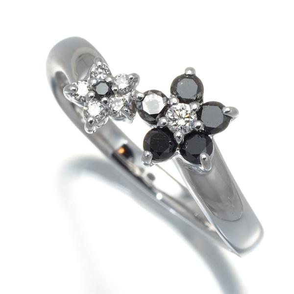 ポンテヴェキオ リング ブラック&クリア 0.29ct フラワー8号 K18WG BLJ 