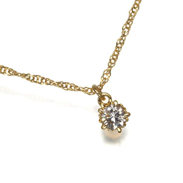 agete アガット ネックレス ダイヤ 0.1ct 一粒 K18YG BLJ 大幅値下げ品  