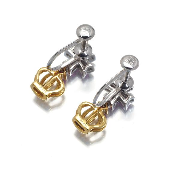 笠原真寿美デザイン18K WG クロスデザイン イヤリング ピアス - ピアス 