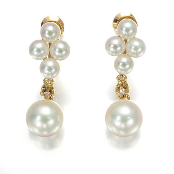 MIKIMOTO ミキモト イヤリング パール アコヤ真珠 3.5-6.8mm ダイヤ  