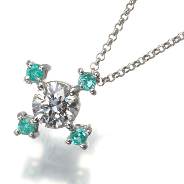 TASAKI タサキ ネックレス ダイヤ 0.40ct パライバトルマリン クロス 