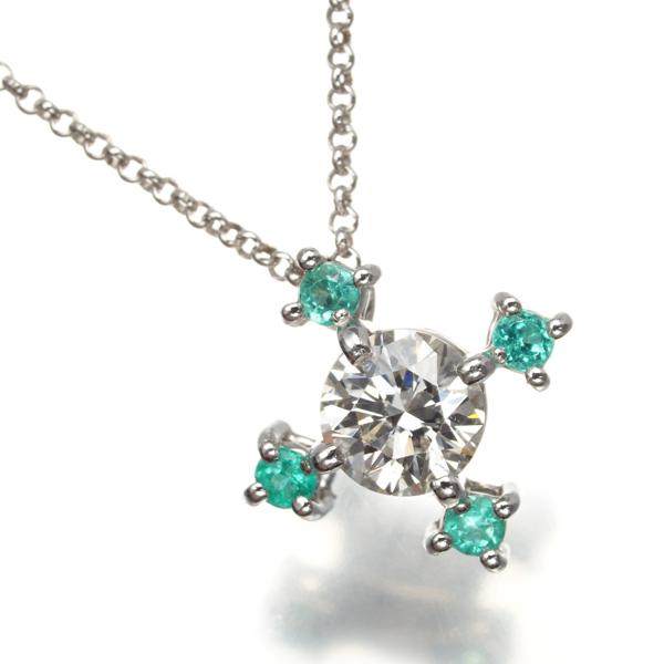 TASAKI タサキ ネックレス ダイヤ 0.40ct パライバトルマリン クロス 