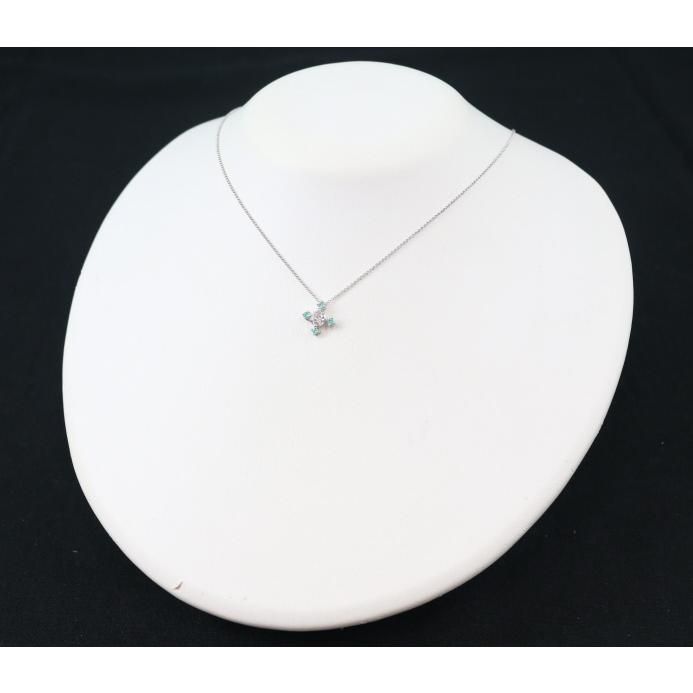 TASAKI タサキ ネックレス ダイヤ 0.40ct パライバトルマリン クロス 