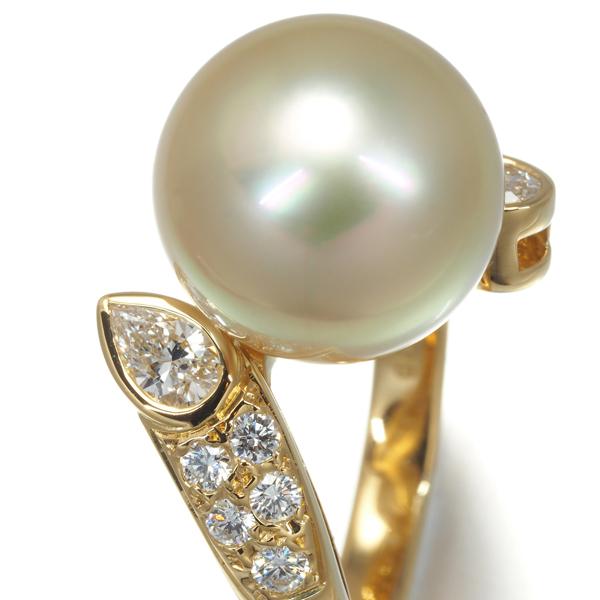 MIKIMOTO ミキモト リング ゴールデンパール 真珠 12.0mm ダイヤ  