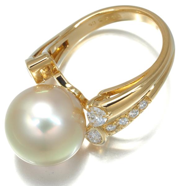 MIKIMOTO ミキモト リング ゴールデンパール 真珠 12.0mm ダイヤ  