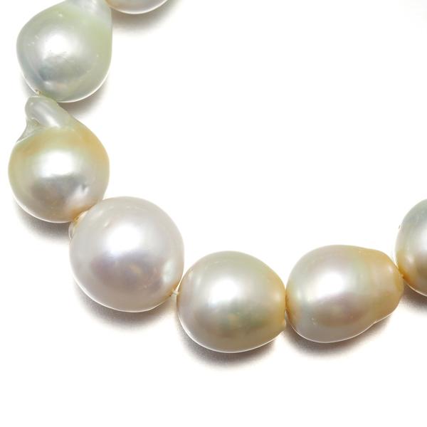 バロックパール 白蝶真珠 12.5-16.0mm ネックレス シルバー GENJ 大幅 