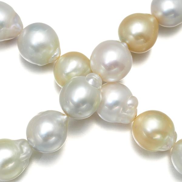 バロックパール 白蝶真珠 12.5-16.0mm ネックレス シルバー GENJ 大幅