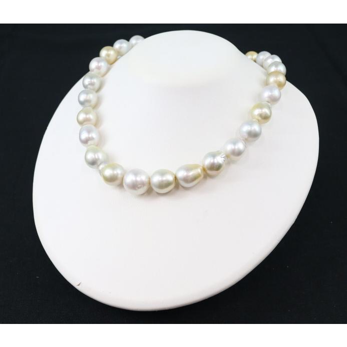 バロックパール 白蝶真珠 12.5-16.0mm ネックレス シルバー GENJ 大幅